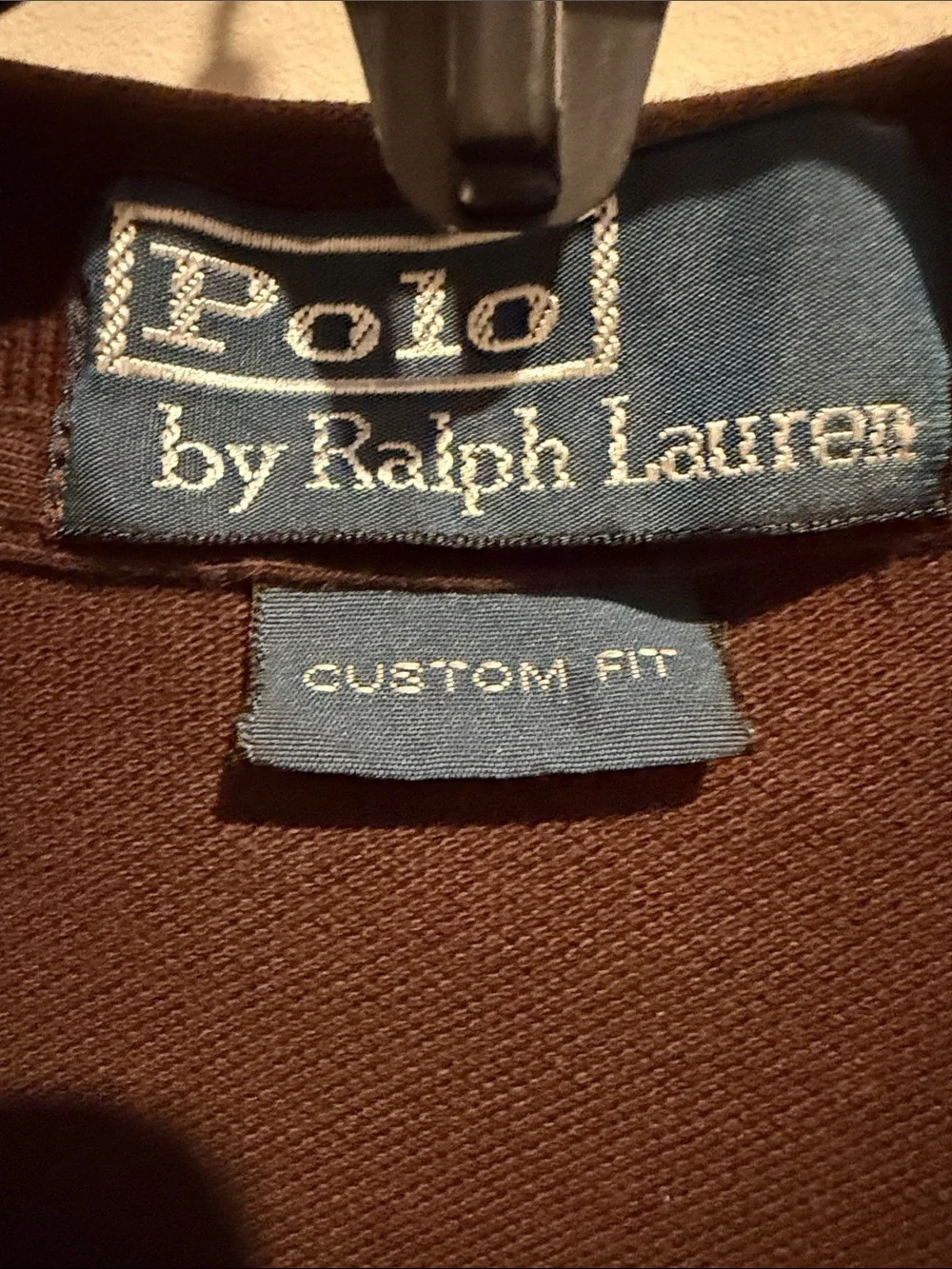 Polo by Ralph Lauren Long Sleeve Polo Shirt in Dark Brown with White Embroidery